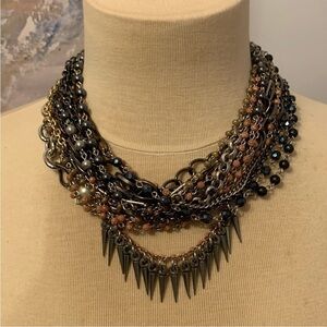 😍SHOW SPECIAL Gold Gunmetal Layered Chain Necklace Peach Gray Black Beads